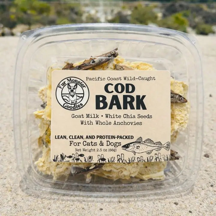 Fur Monster🐱🐶Air Dried Bark Cod & Goat Milk · White Chia Seed · Whole Anchovies 2.5oz