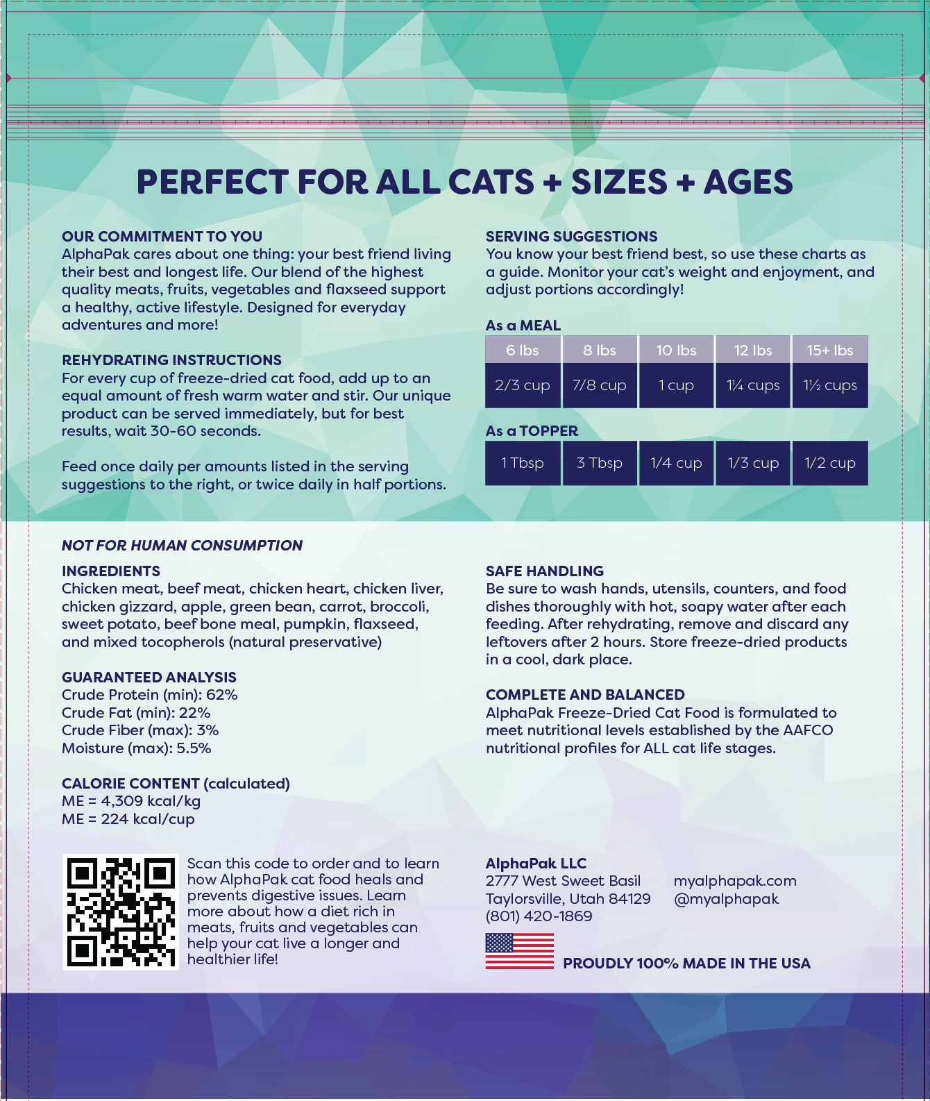 AlphaPak🐱Freeze Dried Complete Food - Chicken & Beef 16oz