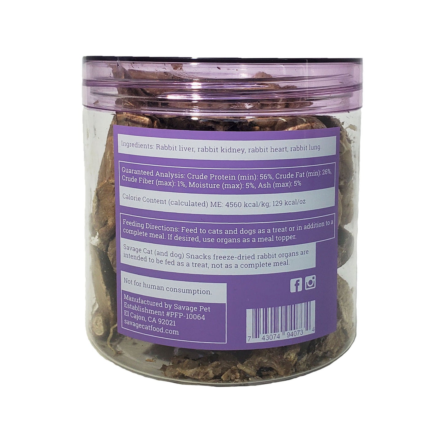Savage Cat🐱🐶Freeze Dried Rabbit Organs 2oz