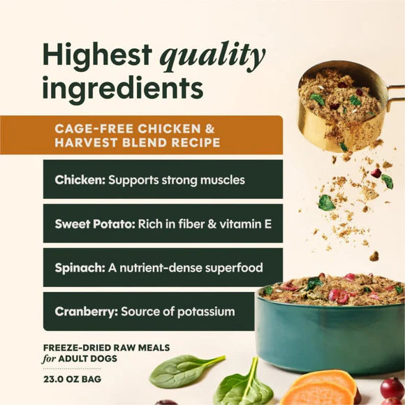 Instinct🐶FreshDried Meal Blends Freeze-Dried Cage-Free Chicken & Harvest Blend Recipe 23oz（副本）