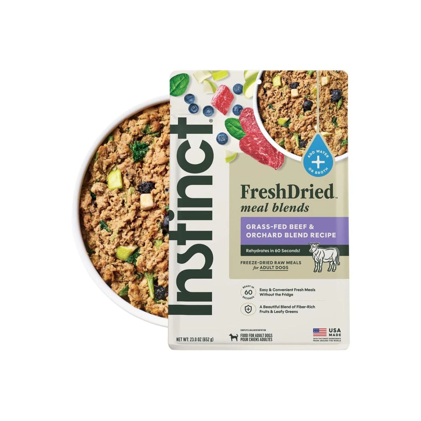 Instinct🐶FreshDried Meal Blends Freeze-Dried Grass-Fed Beef & Orchard Blend Recipe 23oz