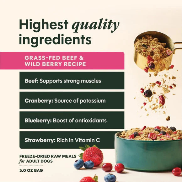 Instinct🐶FreshDried Meal Blends Freeze-Dried Grass-Fed Beef & Wild Berry Blend Recipe 23oz（副本）（副本）