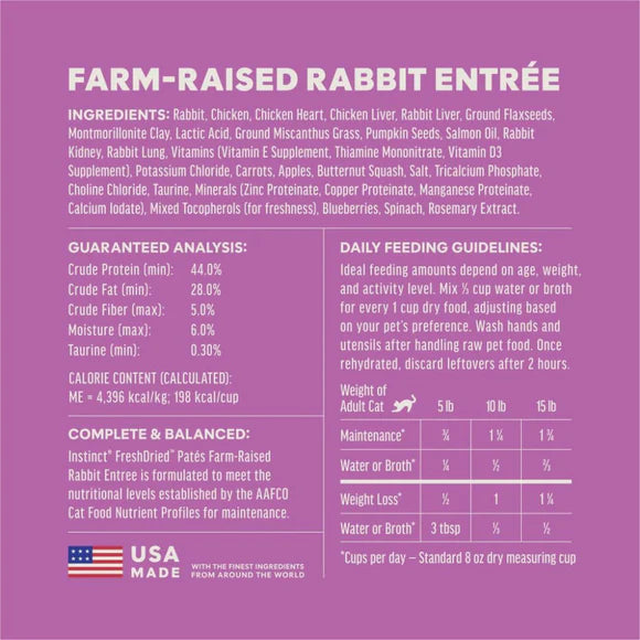 Instinct🐱FreshDried Patés Freeze-Dried Raw Rabbit Entrée Meal