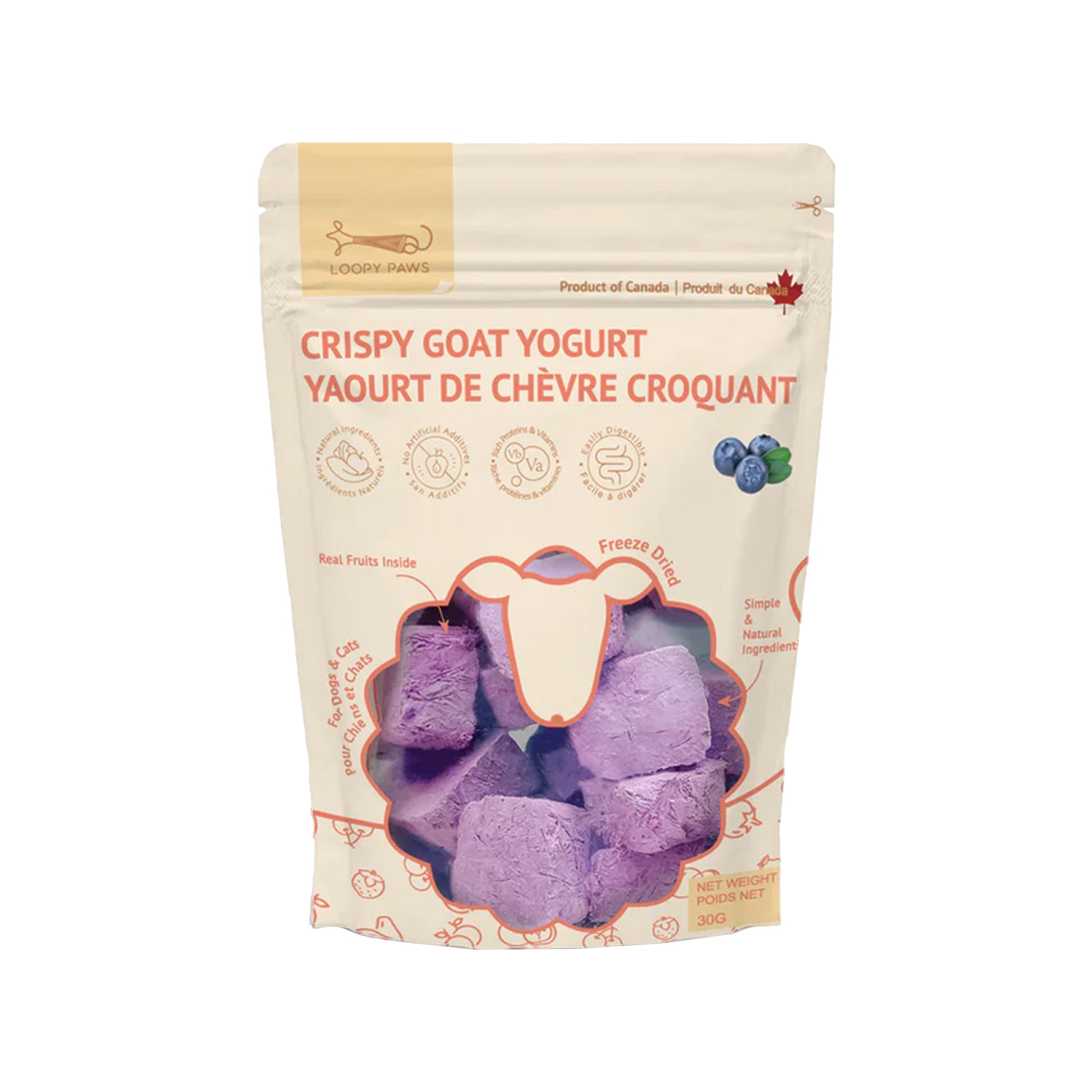 Loopy Paws🐱🐶Crispy Goat Yogurt Blueberry 30g