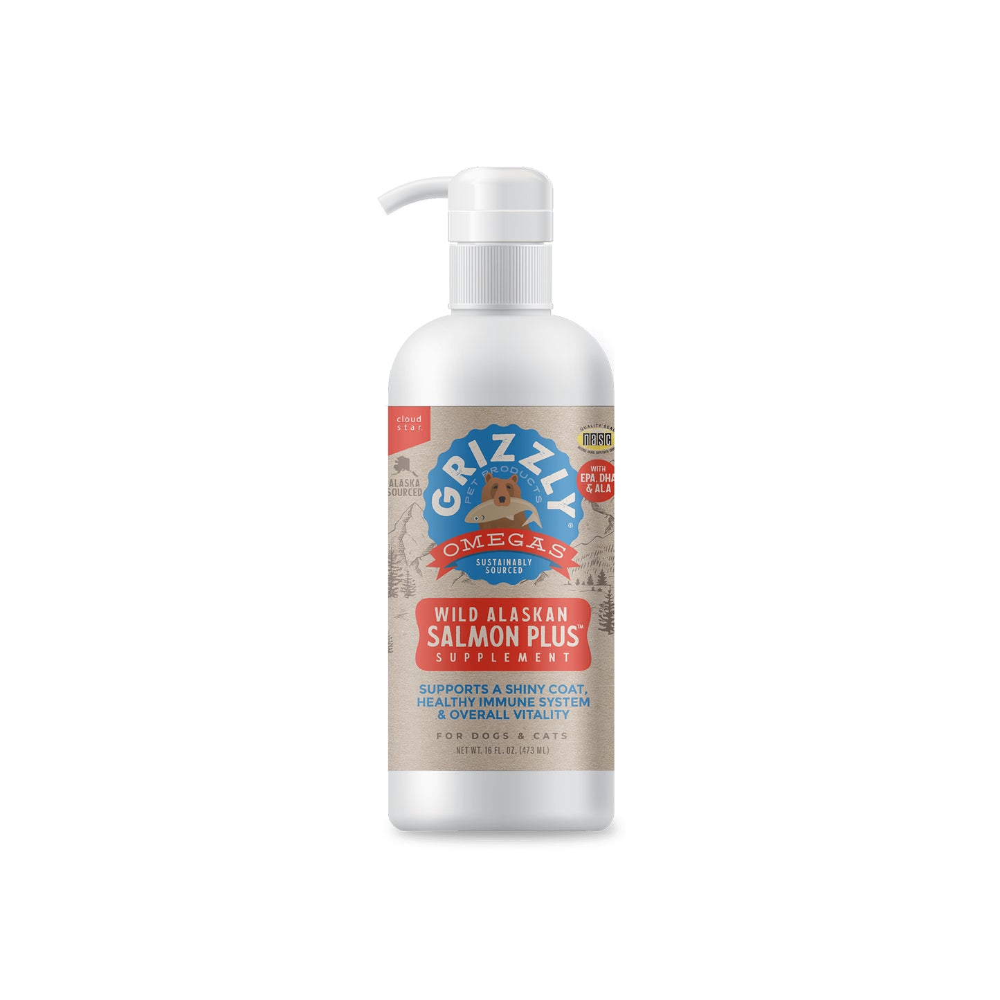 Grizzly🐱🐶Omega - Salmon Plus Oil Supplement 16oz