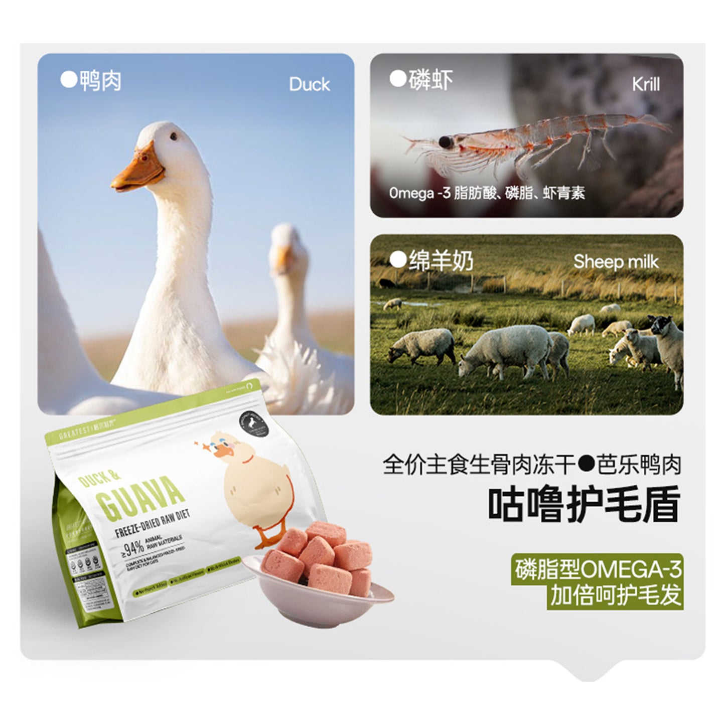 Greatest🐱Freeze Dried Complete Meal Duck & Guava 156g